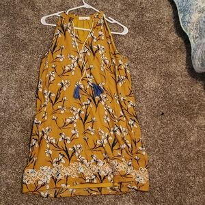 THML | Stitch Fix Mustard Embroidered Boho Dress